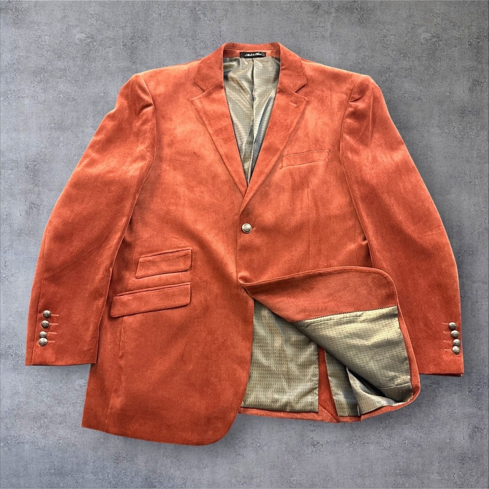 Inserch Corduroy Blazer Mens 44R Orange 2-Button Crest Pockets 521 Limited Ed